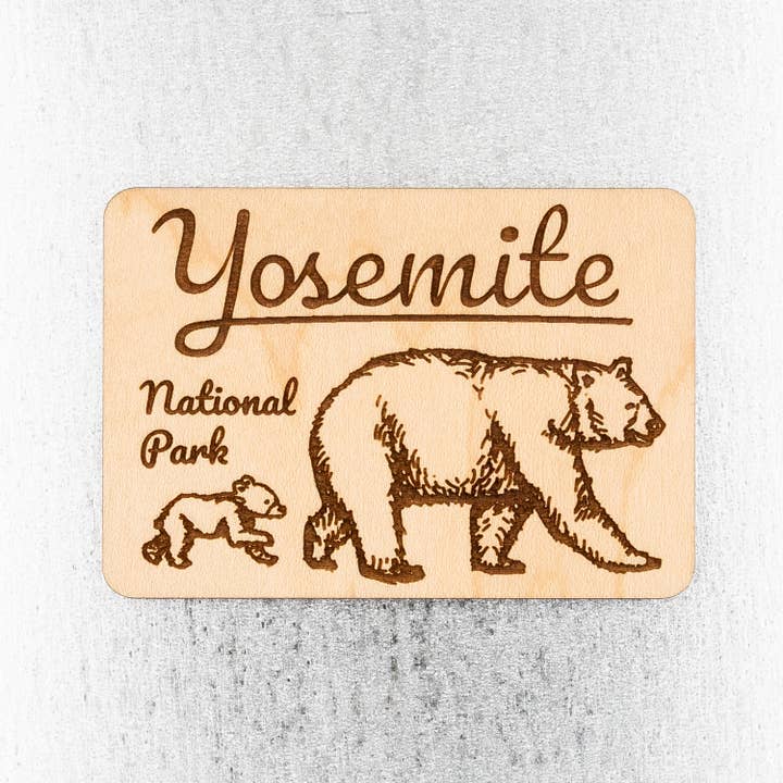 Yosemite Bear Wood Magnet for wholesale by Steamer Lane Design