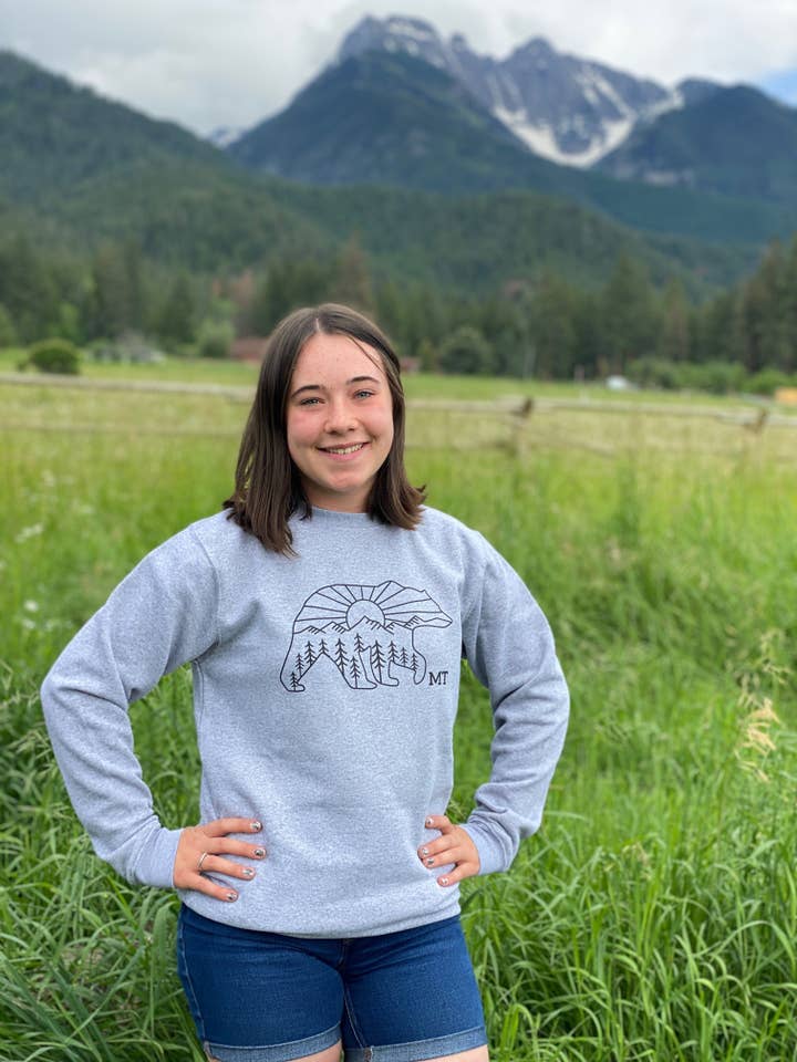 Sunrise Bear Adult Crew for wholesale by Made of Mountains