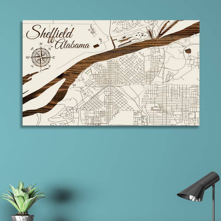 Alabama: Sheffield Street Map for wholesale by Fire & Pine