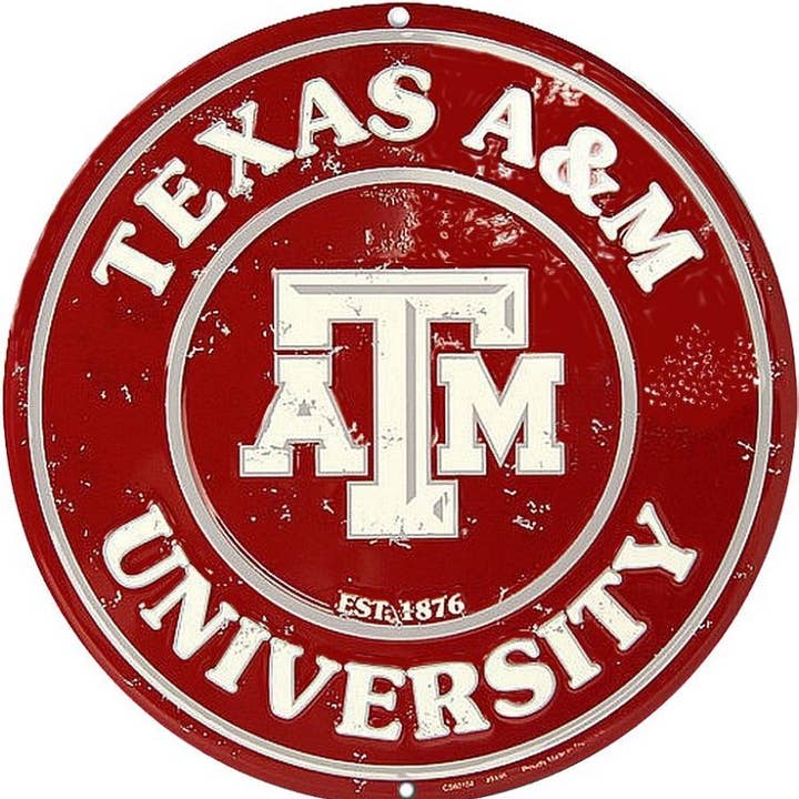 Enseigne ronde TX A&M avec logo de 12 po pour la vente par Signs 4 Fun