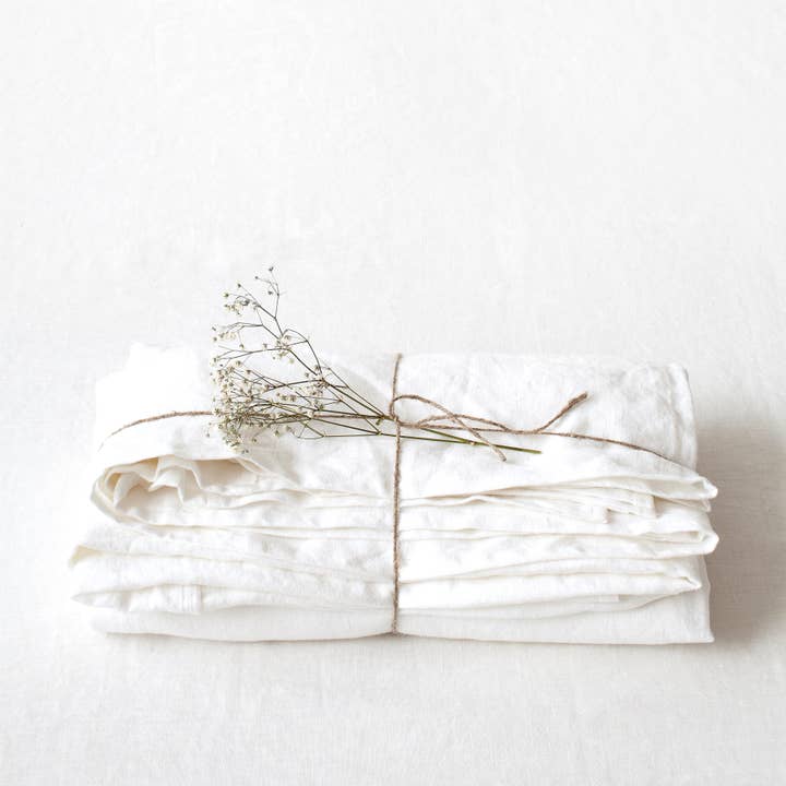 Linen Tales (We cover U.S. import duties) - Wholesale Flat Sheet - White Linen Flat Sheet