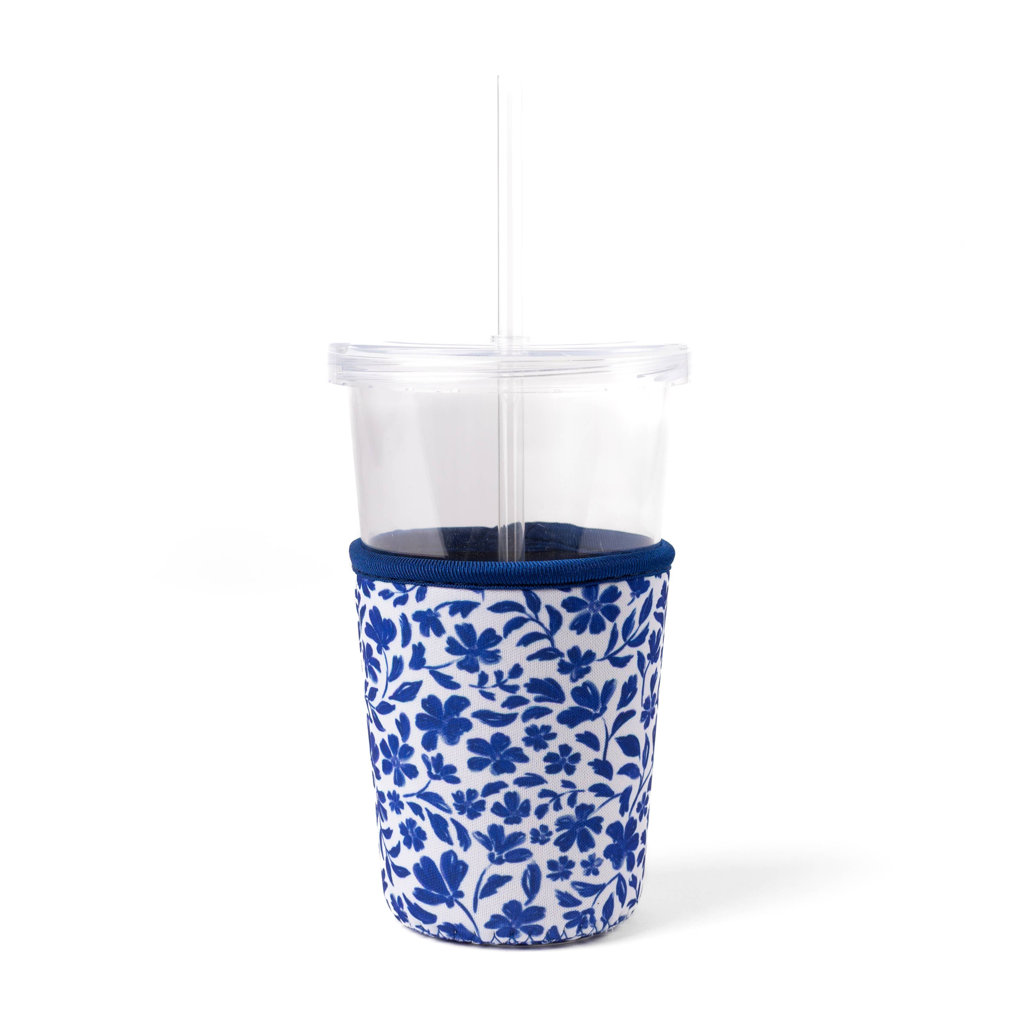 Elyse Breanne Design - Wholesale Drink Huggers & Koozies - Porcelain Floral Drink Sleeve, Iced Coffee, Drink Koozie0