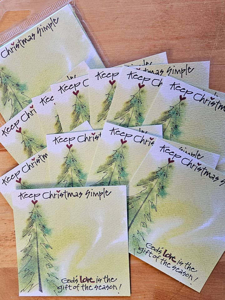 Einfache Weihnachts-Aquarell-Geschenkanhänger / Platzkarten - Set mit 12 Stück für den Großhandel von Credo Designs LTD