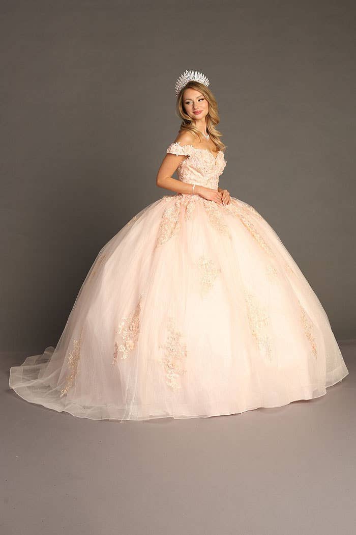 Chicas - Wholesale Gown - Women's - Off the Shoulder Quinceanera Dress With Flowers CHF30662