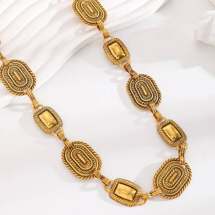 Vintage Gold Chain Waist Belt with Geometric Links for wholesale on Faire2