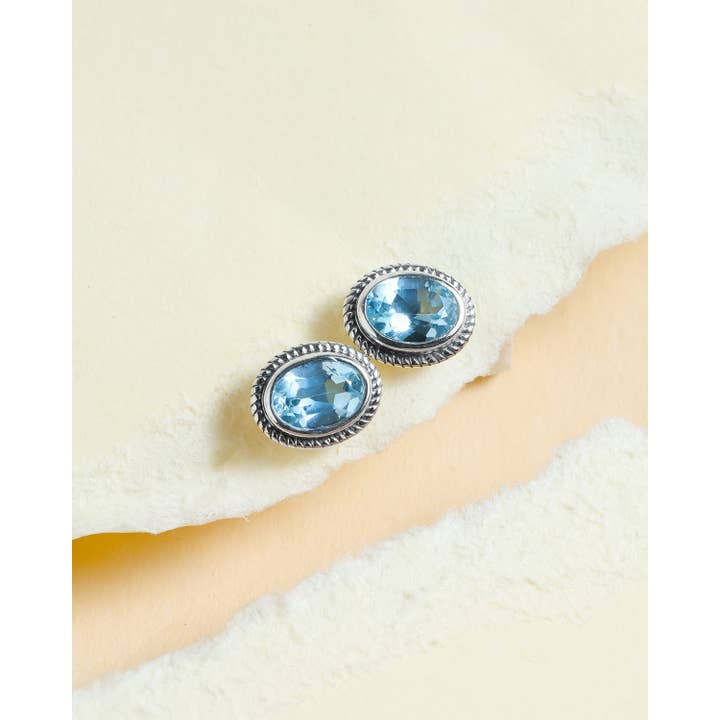 Tiramisu - Wholesale Stud/Post Earrings - Sky Blue Topaz 925 Sterling Silver Stud Earrings Jewelry2