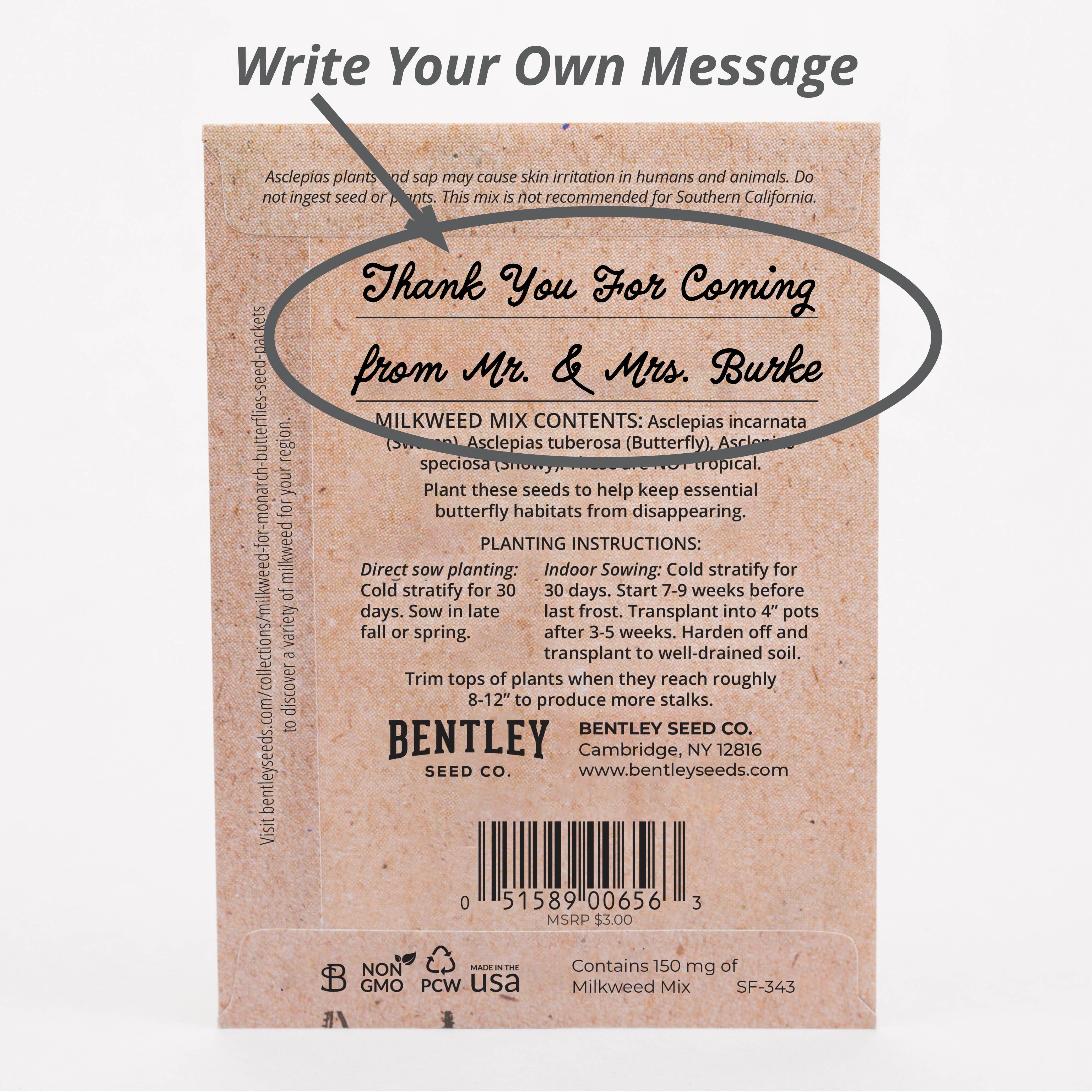 Bentley Seed Co. - Wholesale Plant Seeds - Help Save the Butterflies - Milkweed Mix Seed Packets1