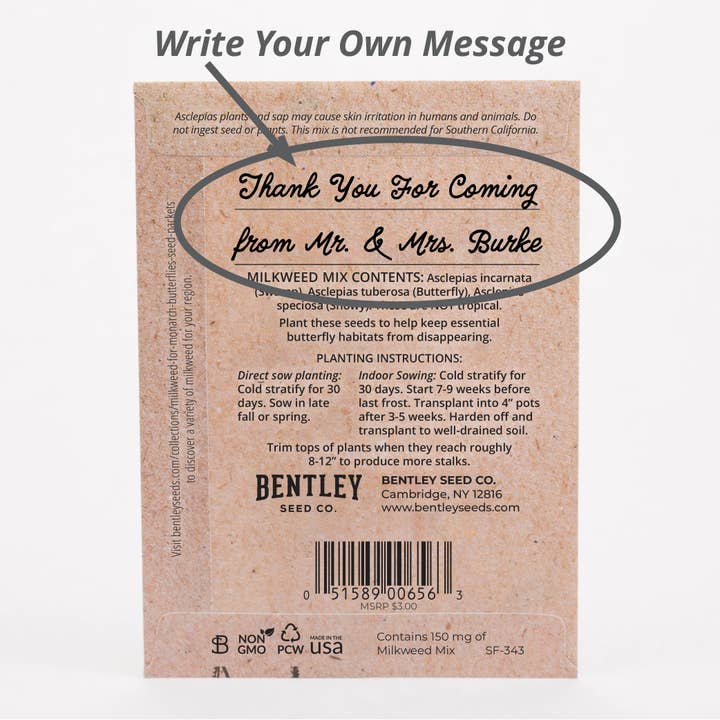Bentley Seed Co. - Wholesale Plant Seeds - Help Save the Butterflies - Milkweed Mix Seed Packets1