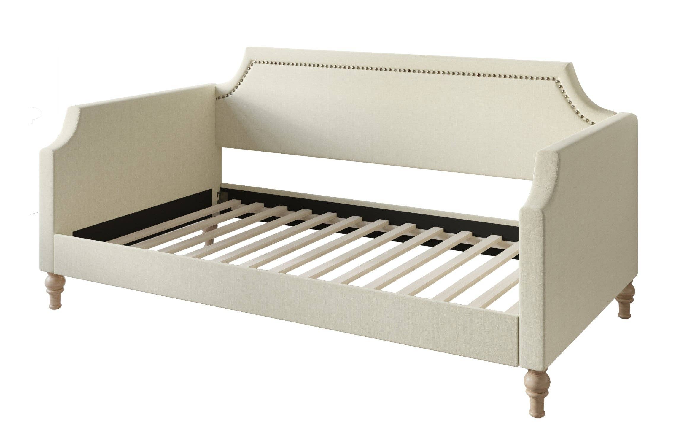 Home Design - Wholesale Day Bed - Pita Upholstered Twin Daybed with Nailhead Trim and Scooped Silhouette, Gray – Adult Living Room, Guest Room, or Bedroom, Easy Assembly8