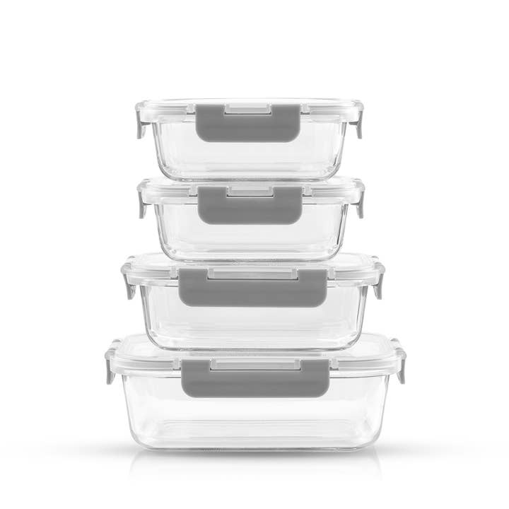 JoyJolt - Wholesale Food Storage Container - JoyFul 12 Glass Storage Containers With Grey Leakproof Lids