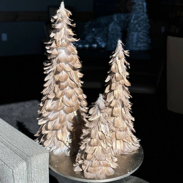 Zucker Feather Products - Wholesale Christmas Decoration - Feathered Metallic Gold Christmas Tree3
