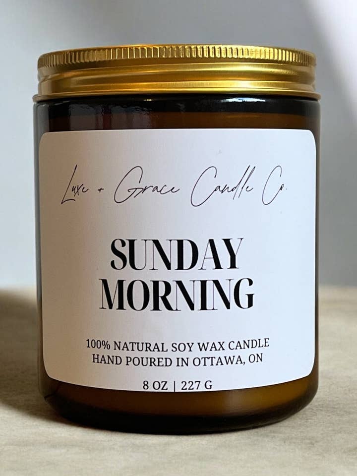 Sunday Morning - Nostalgia - Cinnamon Bun - Soy Wax Candle for wholesale by Luxe + Grace Candle Co.