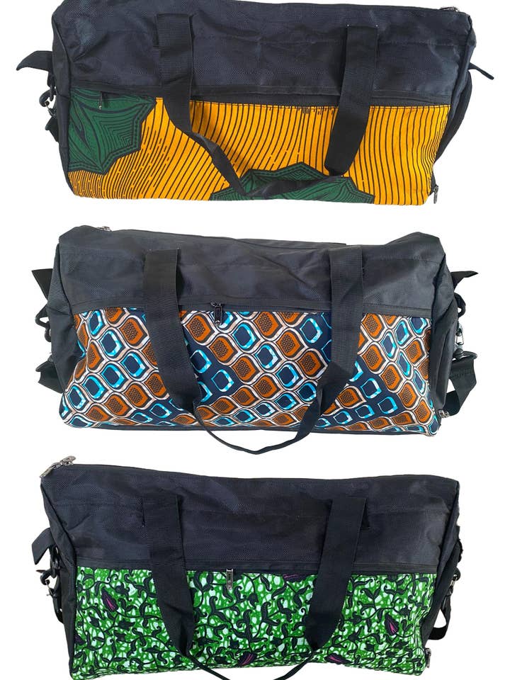 Borsa da Viaggio con Stampa Africana | Borsa da Palestra (Confezione da 3 Pezzi) per la vendita all'ingrosso da parte di Satsuma Wholesale