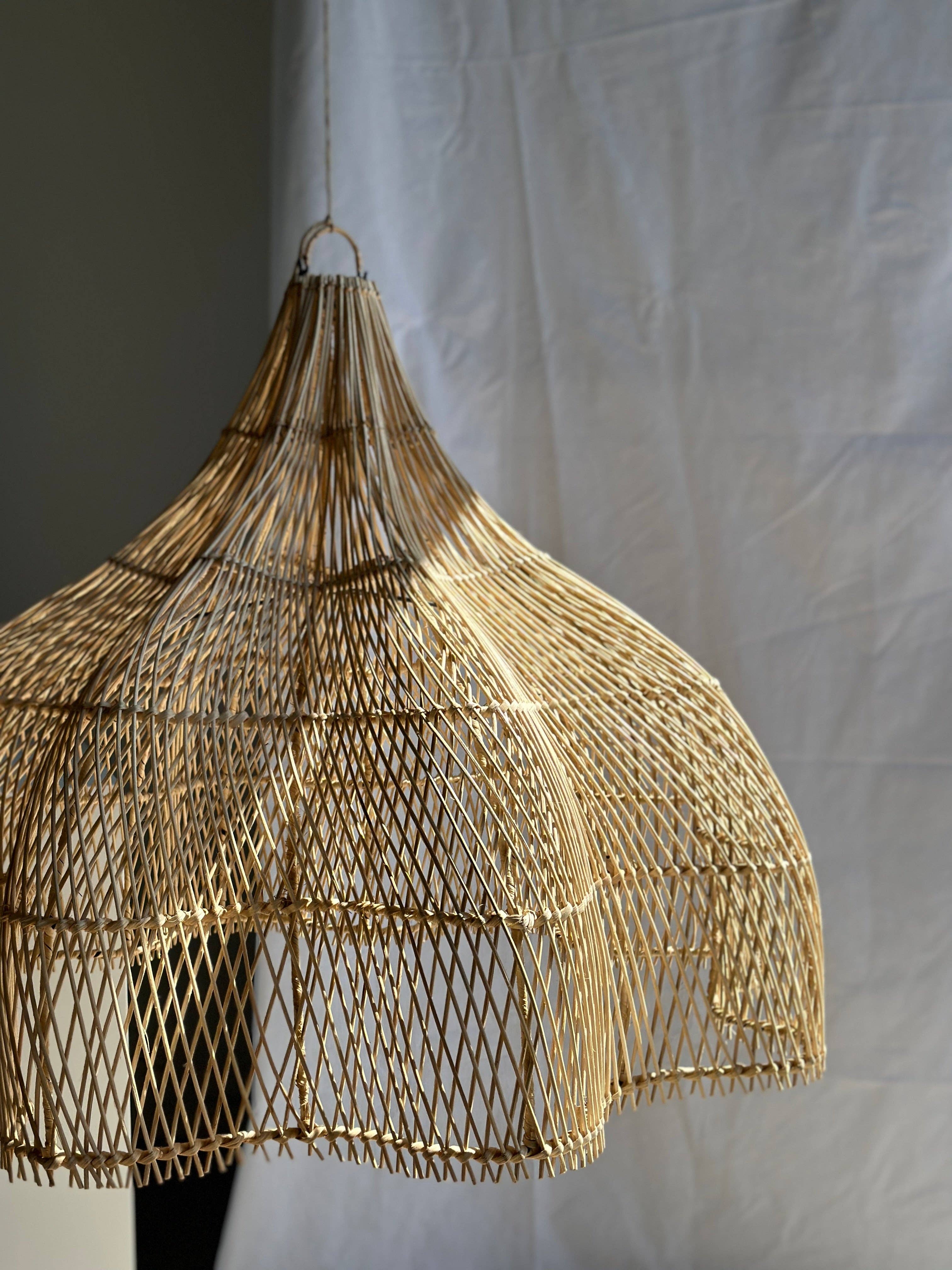 Office Objets - Wholesale Chandelier/Hanging Light - Pendant light, flower-shaped rattan fixture, tulip, corolla H:80cm D80cm4