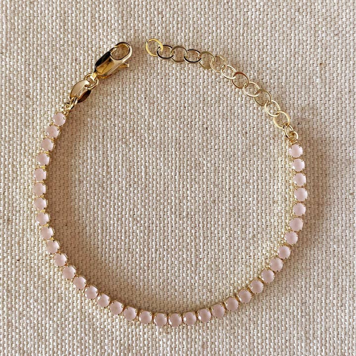 18k Gold Filled 3mm Cubic Zirconia Nude Pink Bracelet for wholesale by GoldFi