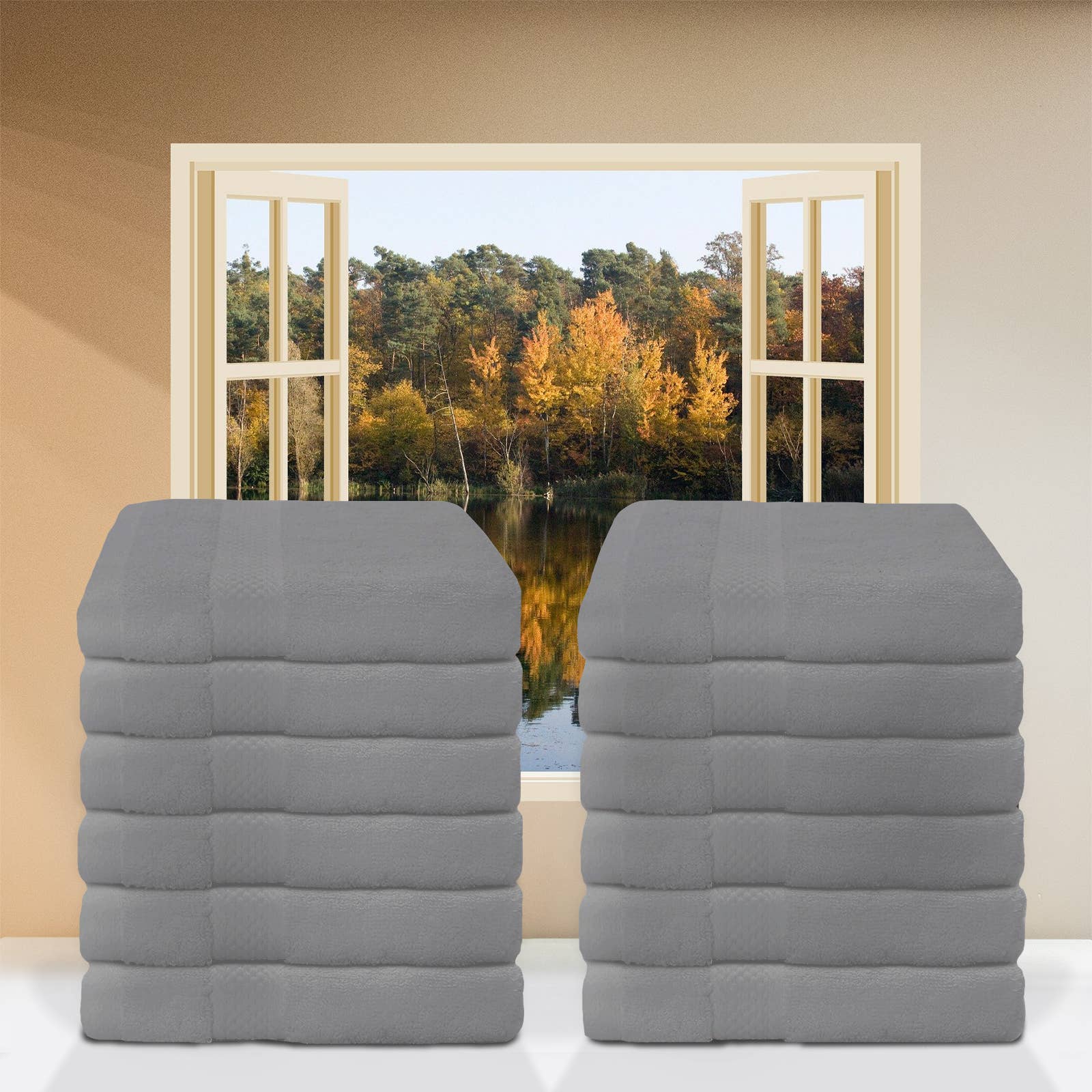 Gray 12 Pack Washcloths Set 100% Cotton 13x13 Luxury Face Towels for wholesale on Faire2