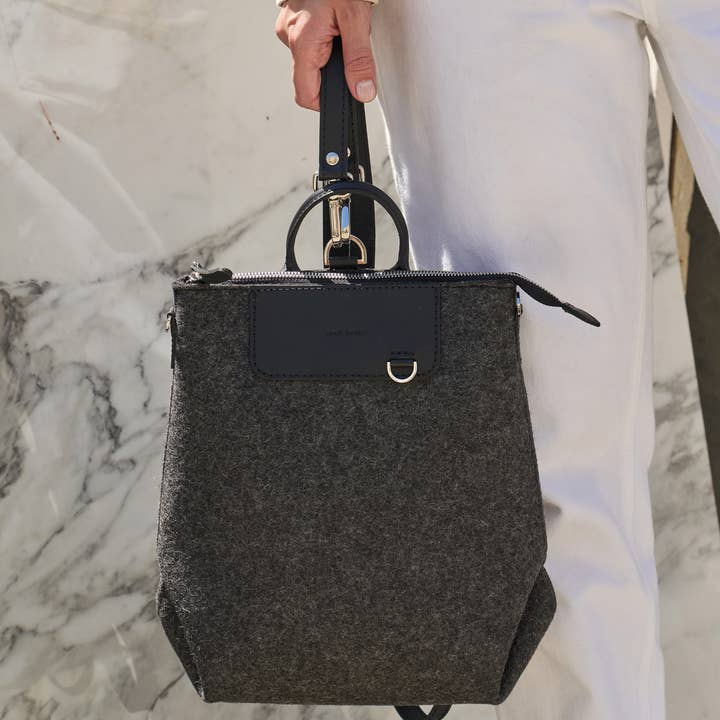 Bedford Merino Wool Midi Backpack in Charcoal for wholesale on Faire