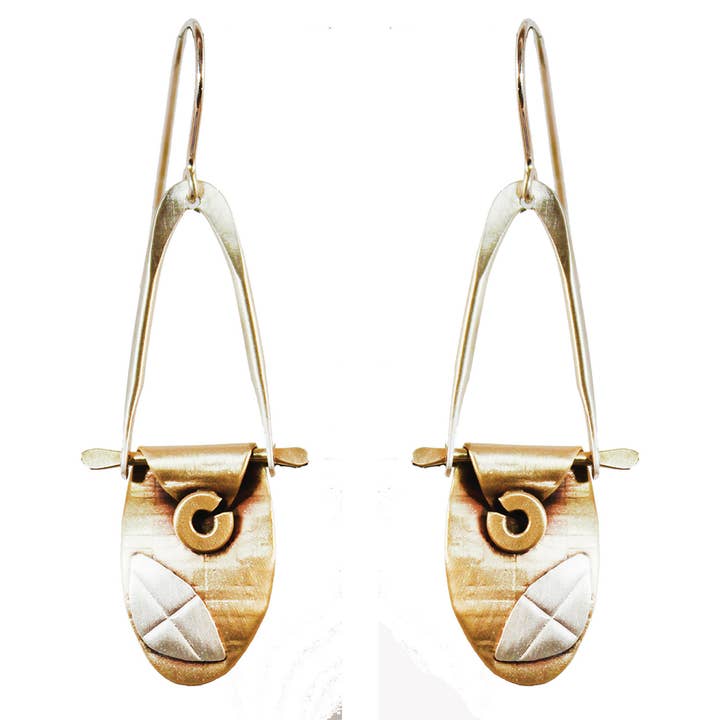 Sterling and Brass with Copper Swing and Sway Earrings for wholesale by Whitney Designs Ltd.