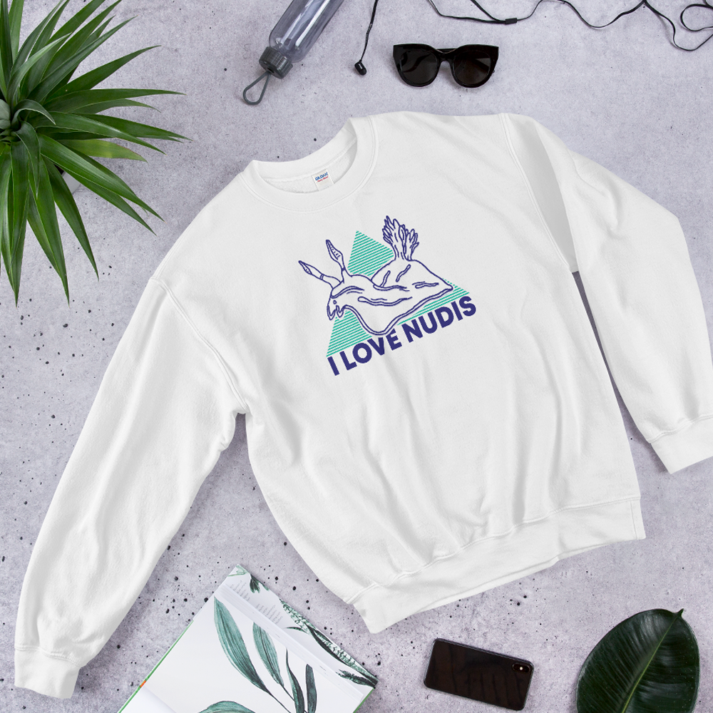 I LOVE NUDIS™ Crewneck Sweatshirt - White for wholesale on Faire3