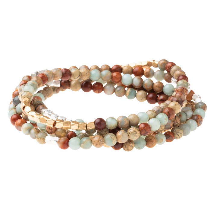 Scout Curated Wears - Wholesale Beaded Bracelet - Stone Wrap: Aqua Terra - Stone of Peace
