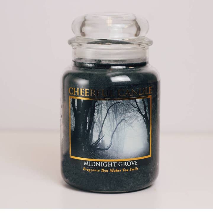 Cheerful Candle (24oz.) – Midnight Grove for wholesale by Cheerful Candle