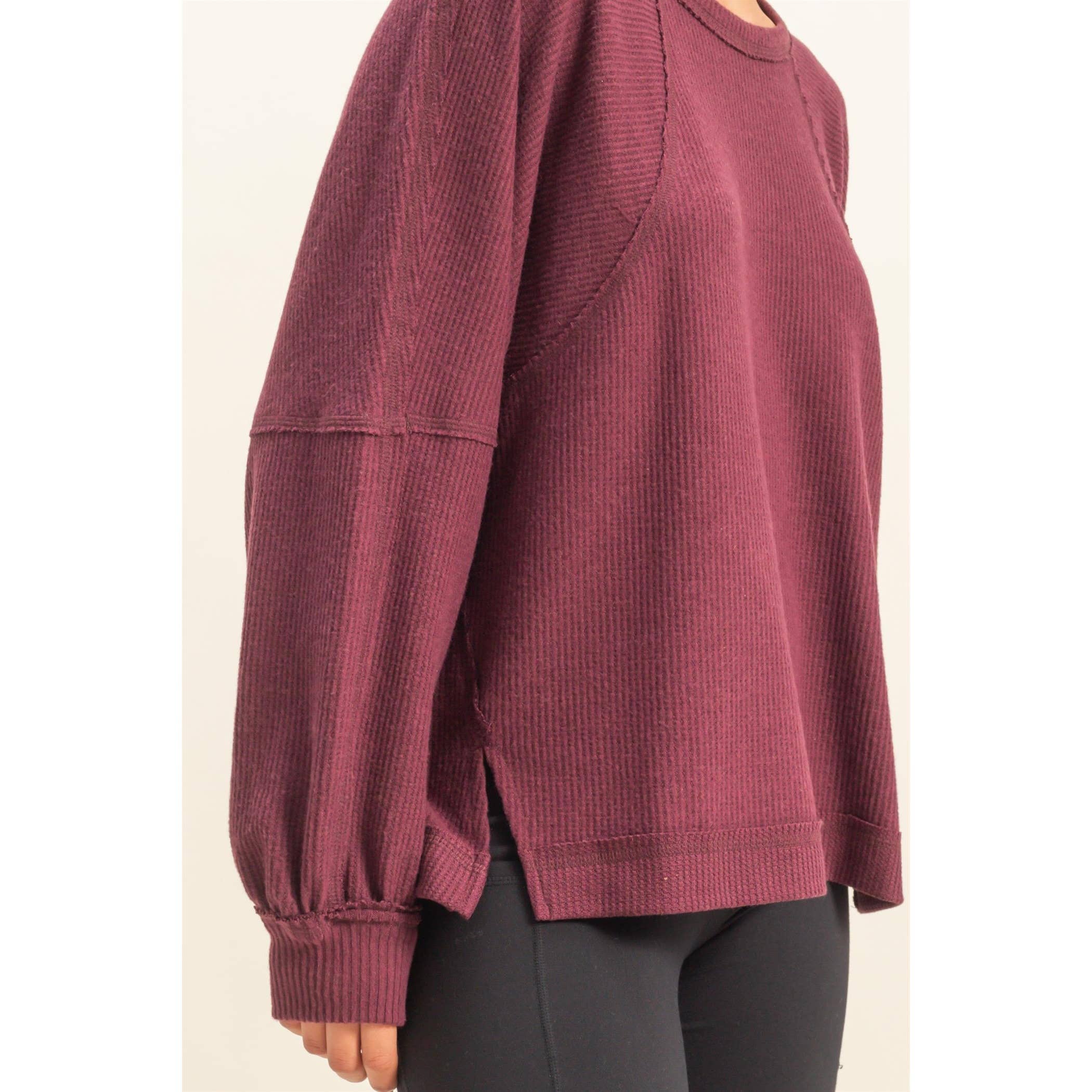 HYFVE - Vente Haut en maille – femme - Haut décontracté à manches longues en maille gaufrée brossée16