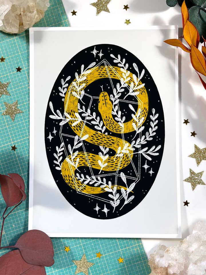 Serpent 5"x7" Art Print for wholesale by Myth and Milagro