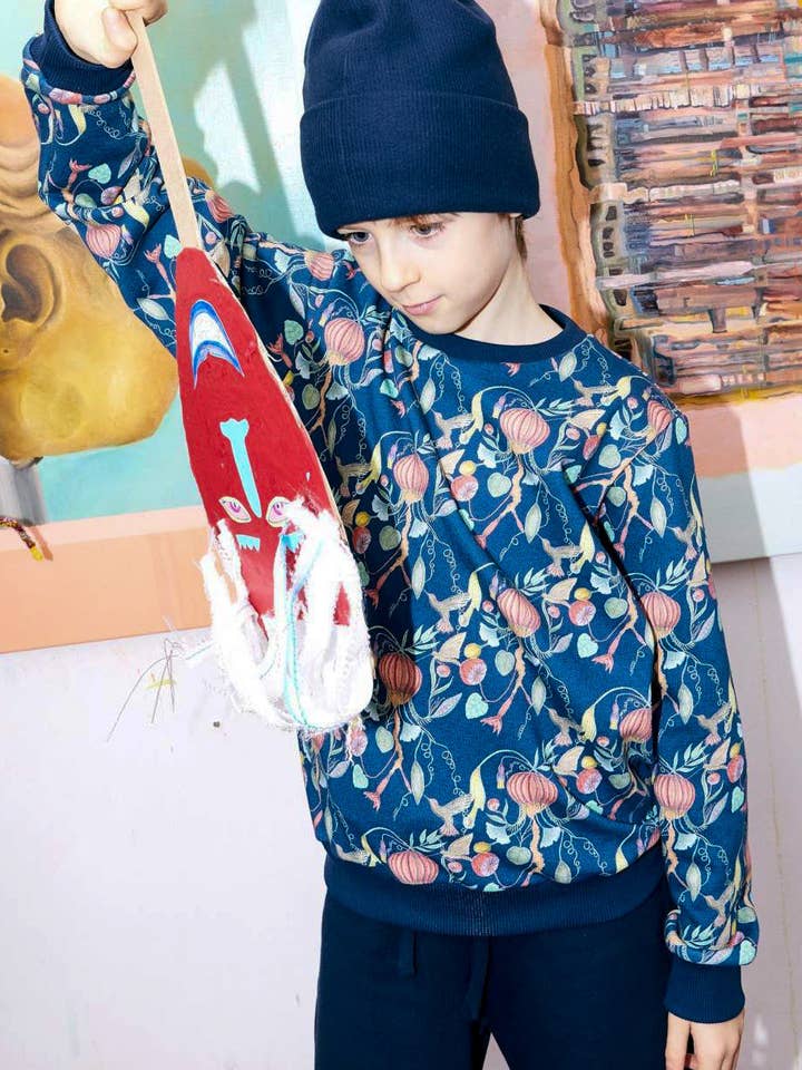 Unisex 'Daydreamer' Sweatshirt | floral medusa | night blue for wholesale by aesthete-kidswear