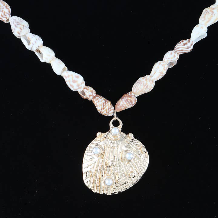 Pearled Sea Shell Beaded Necklace for wholesale by 3AM BY H&D ACCESSORIES