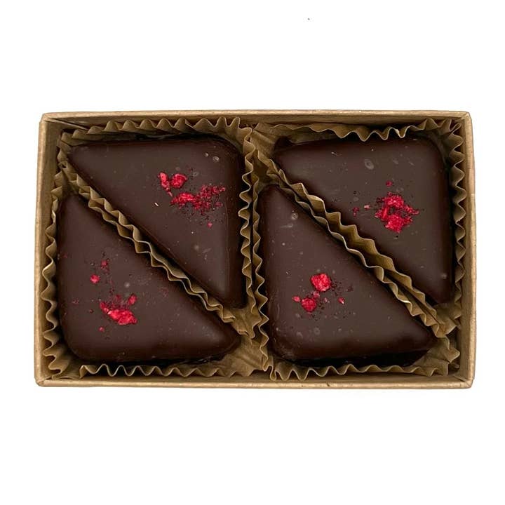 Sweet Raspberry Truffles - 4pc Box for wholesale by Missionary Chocolates