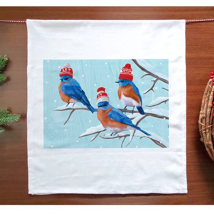 Bluebirds Holiday Kitchen Towel for wholesale by Allport Editions