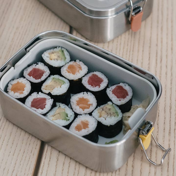 Stainless Steel Lunch Box with heat safe insert - Lemon for wholesale on Faire