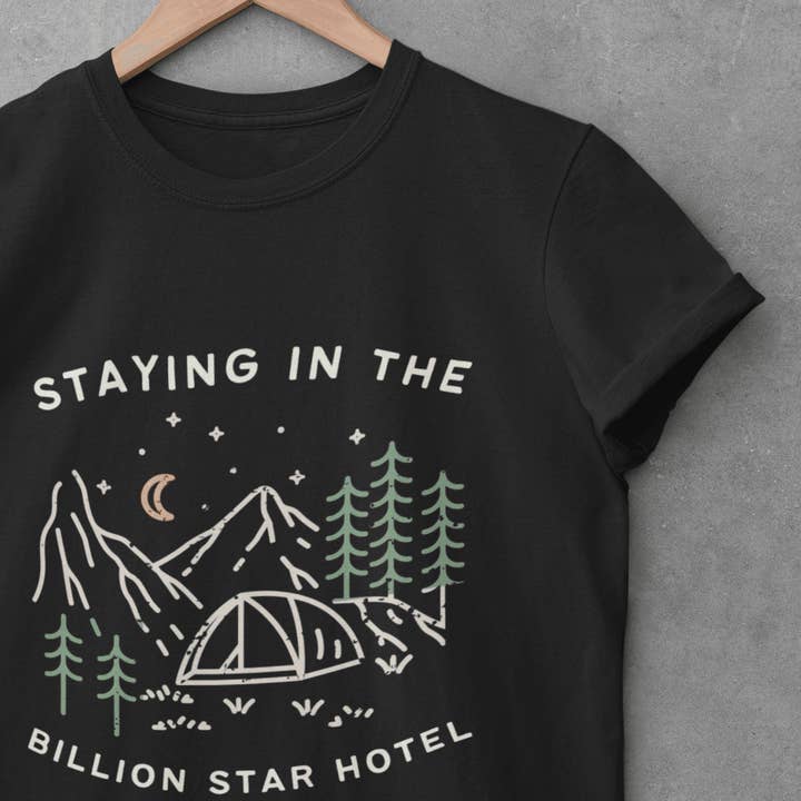 Staying in the Billion Star Hotel Unisex T-shirt for wholesale by Wander Trails