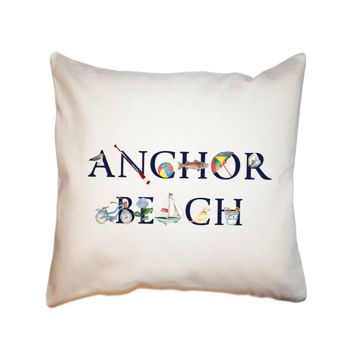 cuscino quadrato Anchor Beach per la vendita all'ingrosso da parte di Tina Labadini Designs