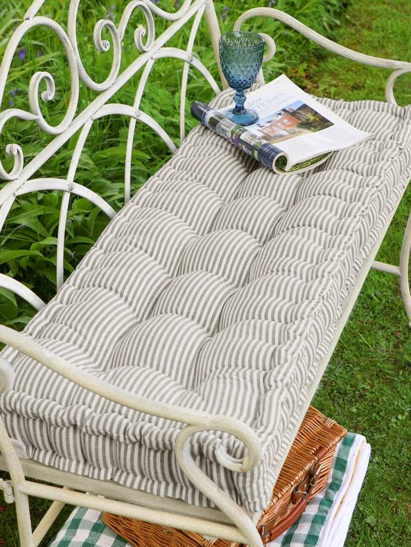 Vintage Grey Stripe Bench Cushion for wholesale by Dibor