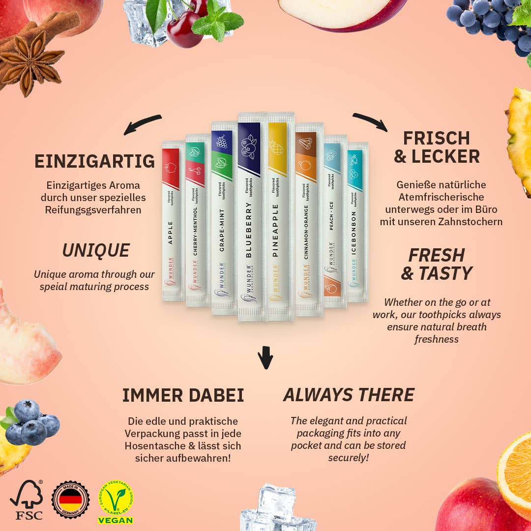 Wunder Zahnstocher - Wholesale Toothpick - TRY SINGLE PACK (80x) TOOTHPICKS WITH FLAVOR1