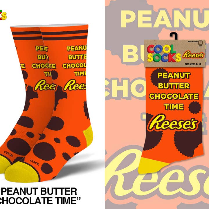 Peanut Butter Chocolate Time - Mens Crew Folded for wholesale by Cool Socks