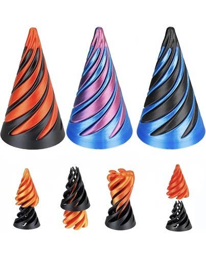 Handee Products (HPC) - Wholesale Fidget Toy - Kids - 3D Printed Impossible Fidget Cone - Assorted - Display Box1