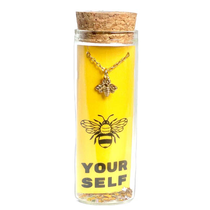 Bee Necklace – “Be Yourself” Affirmation – Gold Stainless for wholesale by L Rae Charm