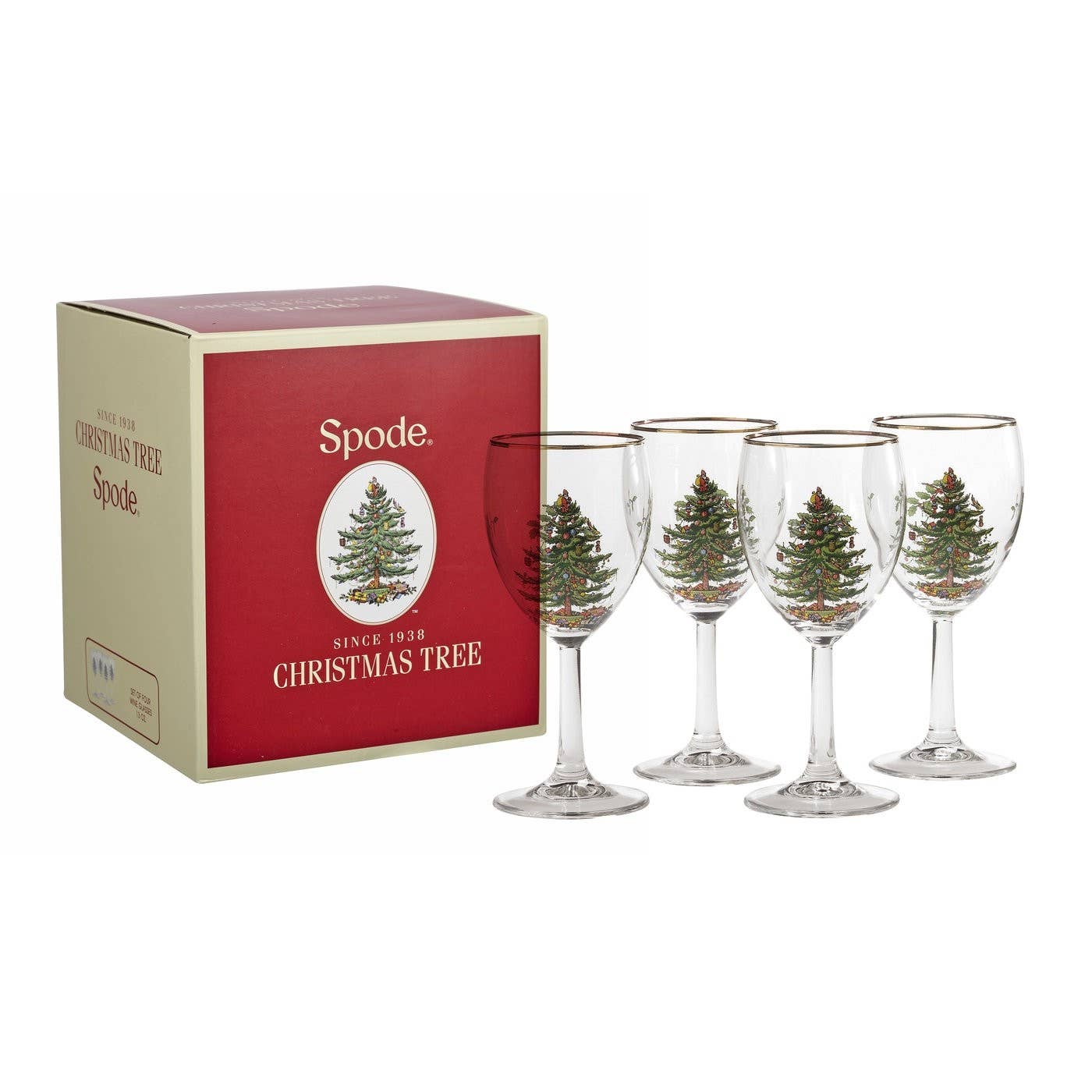 Portmeirion, Spode, Pimpernel, Nacthmann, Wrendale Designs - Wholesale Wine Glass - Spode Christmas Tree Set of 4 Wine Glasses1