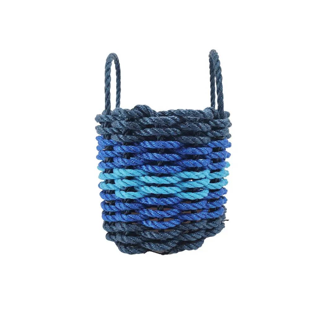 Little Salty Rope – wholesale Basket – Five Stripe Rope Storage Basket Navy Blue, Blue, Light Blue0