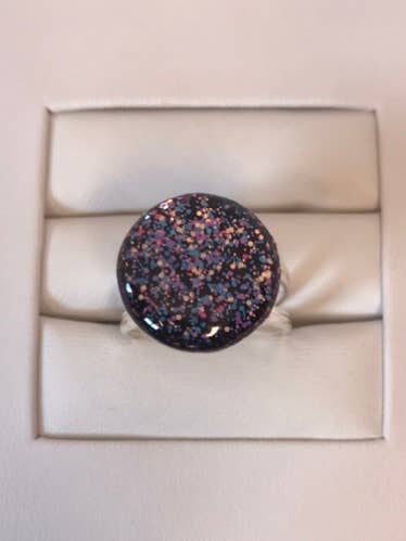 925 silver black multicolor glitter ring for wholesale by La Chaumière à Bijoux