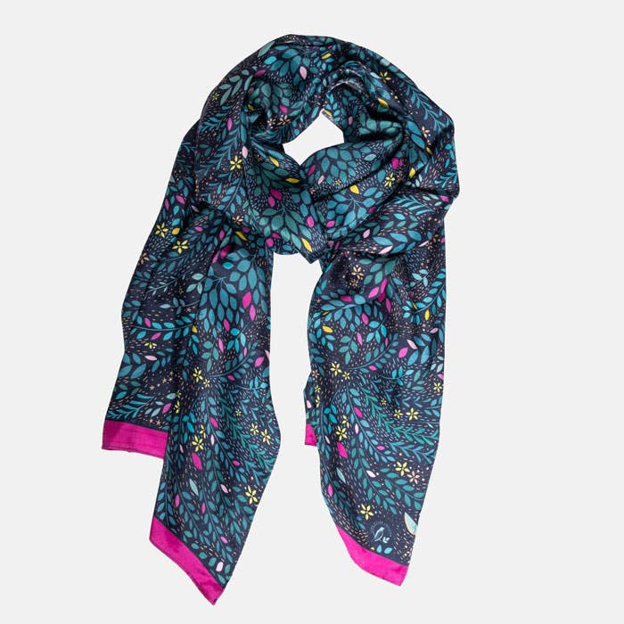 Midnight Hummingbird Paradise Boxed Scarf for wholesale by Sara Miller London
