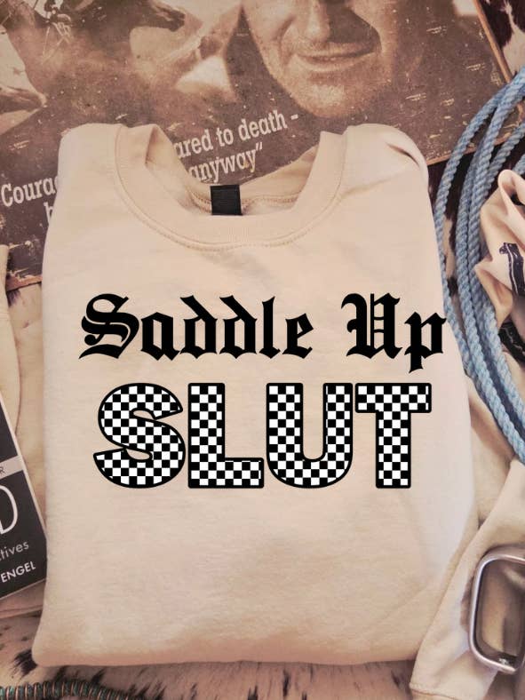 Delanie Nicole - Wholesale Screen Printed T-Shirt - Women's - Saddle Up Sl*T Tee