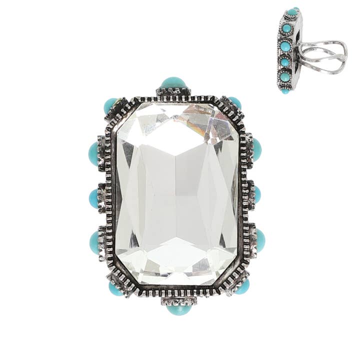 SP Sophia Collection - Wholesale Cocktail/Statement Ring - Western Octagon Cut Crystal Stretch Ring