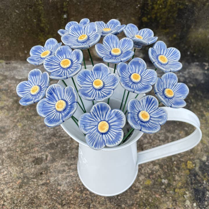 Pannonhem AB. – wholesale Garden/lawn stake – Ceramic Light Blue Plum blossoms,Plant stake1