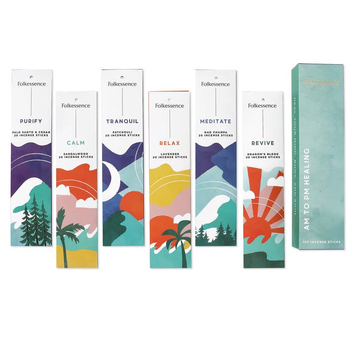 Incense Sticks, Set of 6, Hand Rolled - AM to PM Healing for wholesale by Folkhomes Global Inc