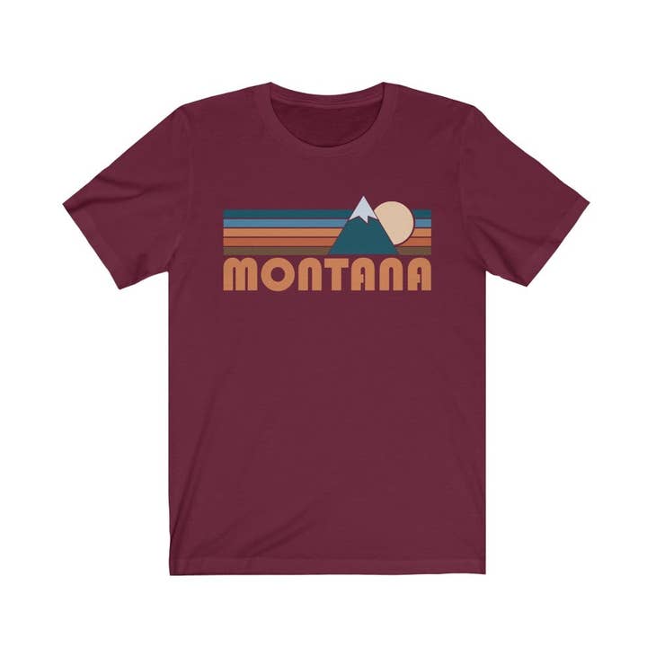 Montana T-Shirt - Retro Mountain Adult Unisex Montana Tee for wholesale by Hey Mountains