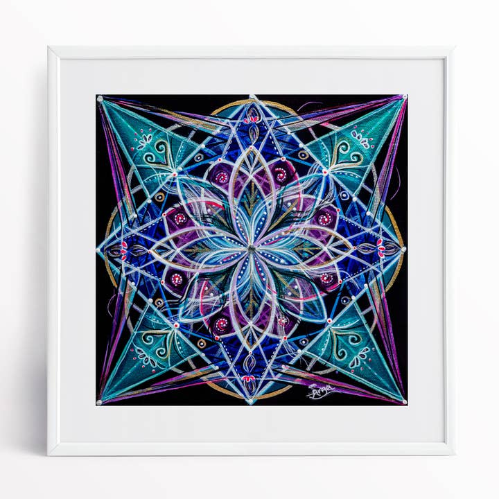 Midnight Bliss Mandala Art Print for wholesale by Angel Fritz Studio