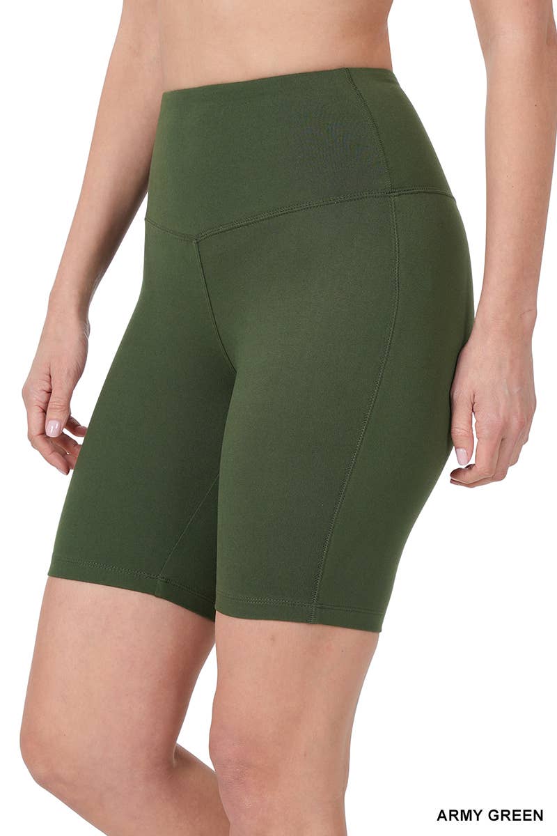 Wholesale Brushed Microfiber Wide Waistband Biker Shorts for your store